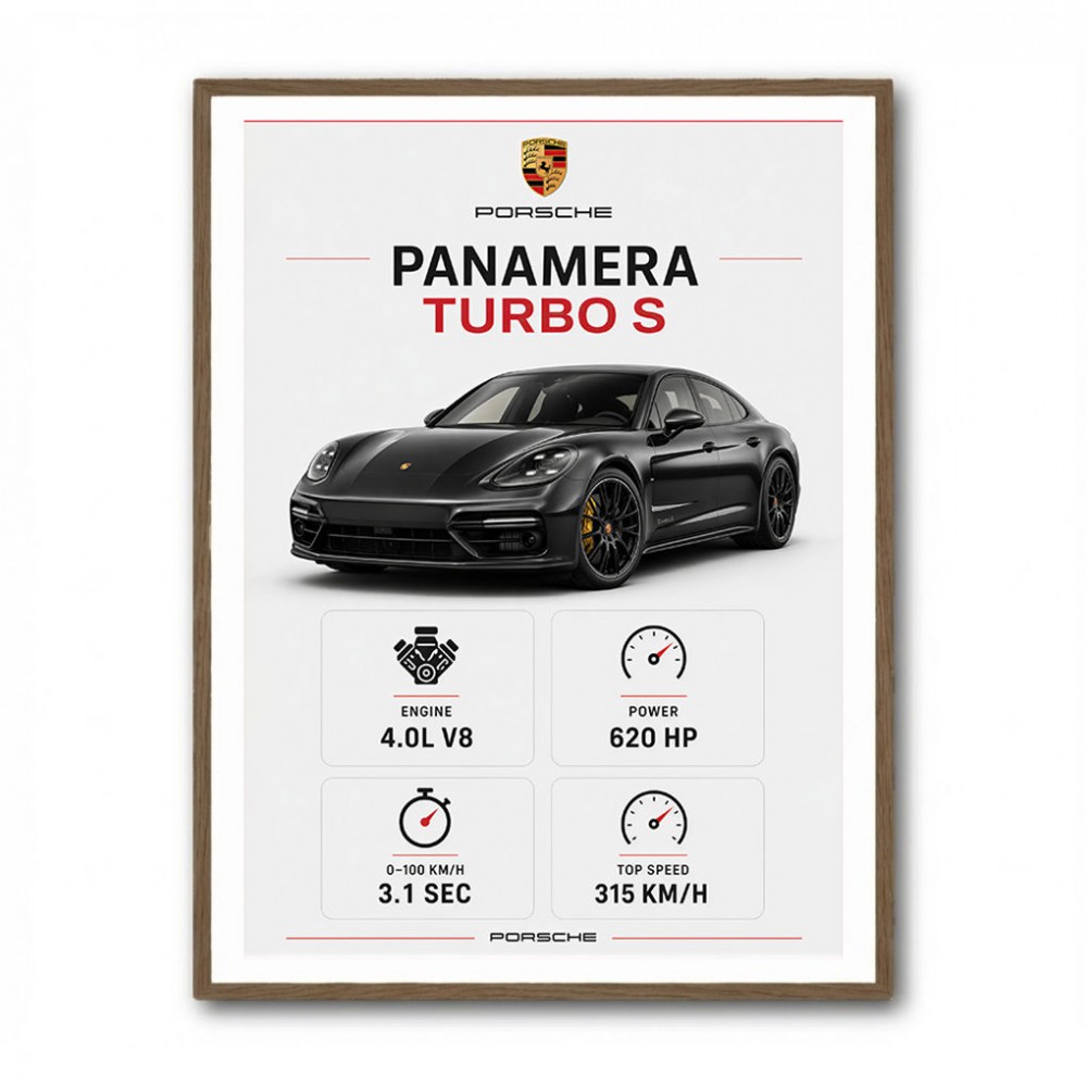 Porsche Panamera Turbo S Black Car Art Print