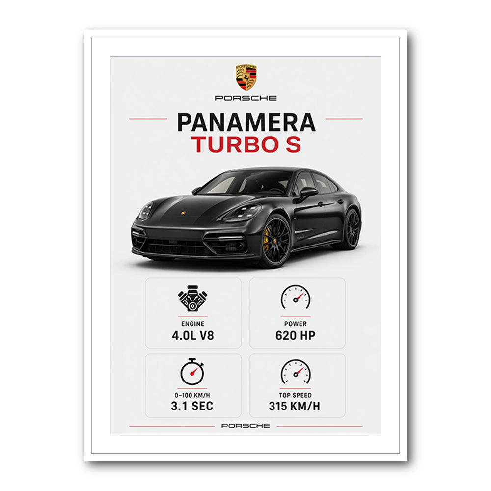 Porsche Panamera Turbo S Black Car Art Print