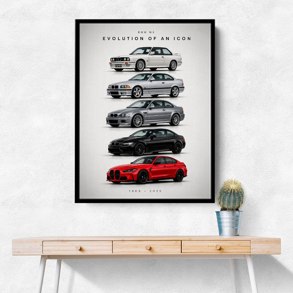 BMW M3 Evolution Timeline Wall Art