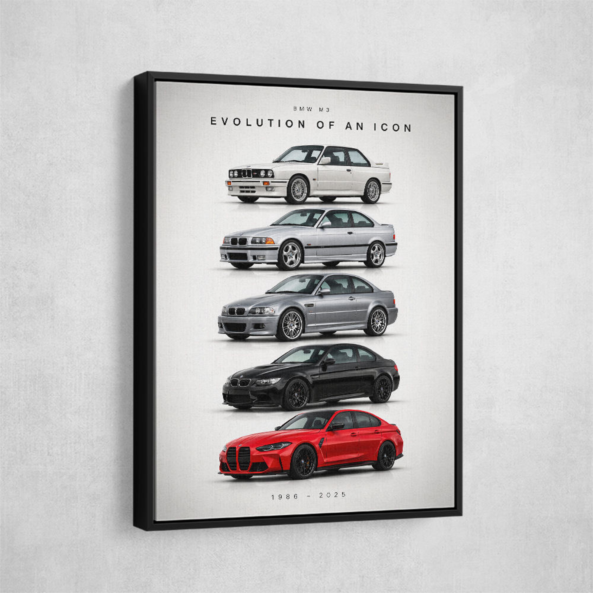 BMW M3 Evolution Timeline Wall Art | BMW M Car Print UAE