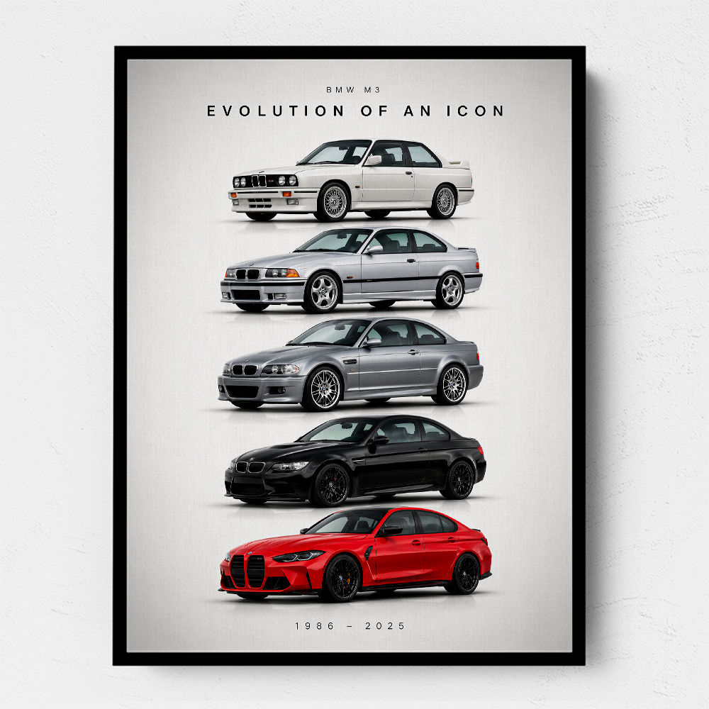 BMW M3 Evolution Timeline Wall Art
