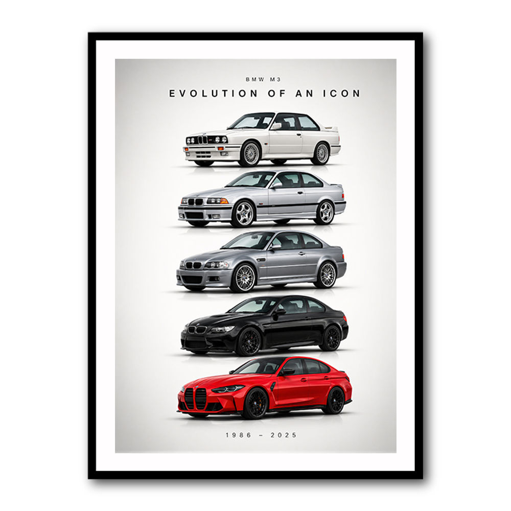 BMW M3 Evolution Timeline Wall Art