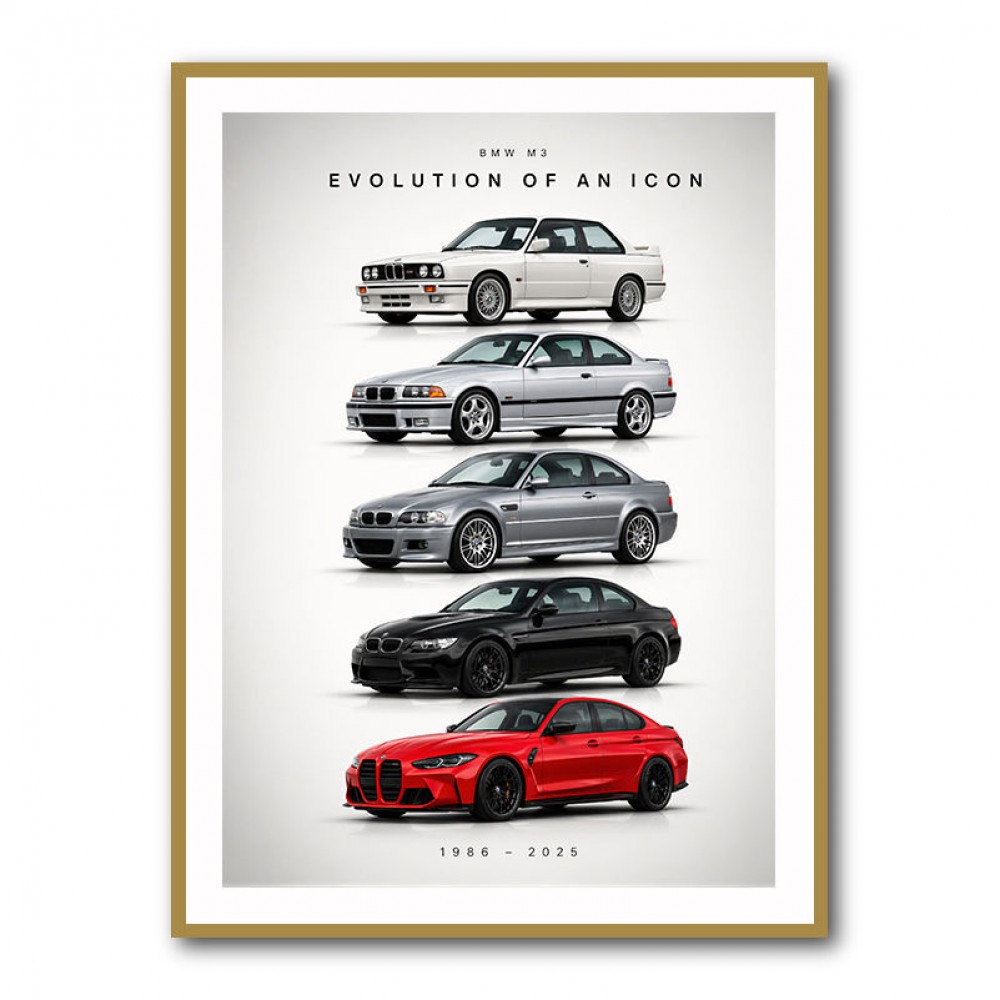 BMW M3 Evolution Timeline Wall Art