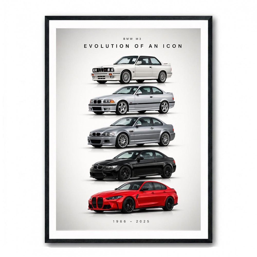 BMW M3 Evolution Timeline Wall Art