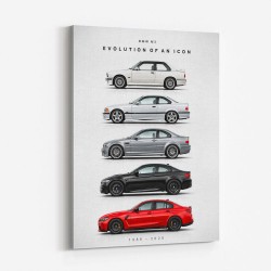 BMW M3 Evolution White Black Red Art Print