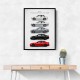 BMW M3 Evolution White Black Red Art Print
