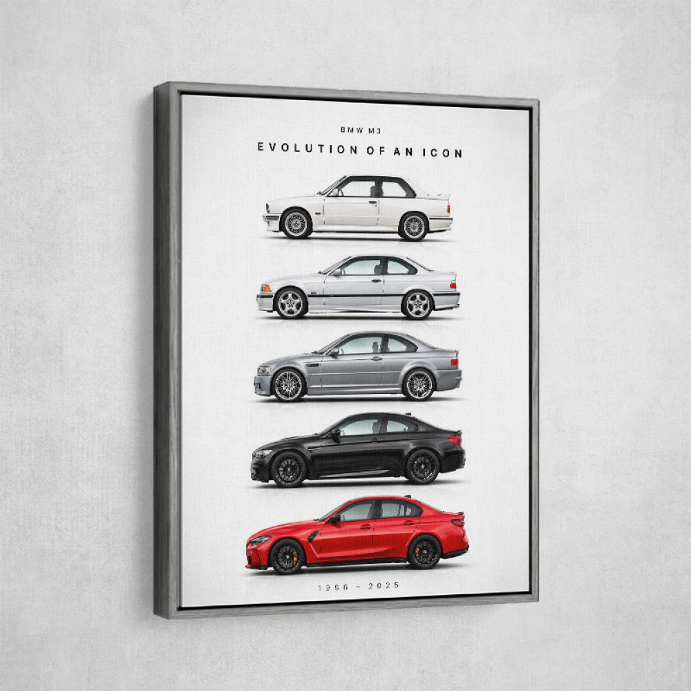 BMW M3 Evolution White Black Red Art Print