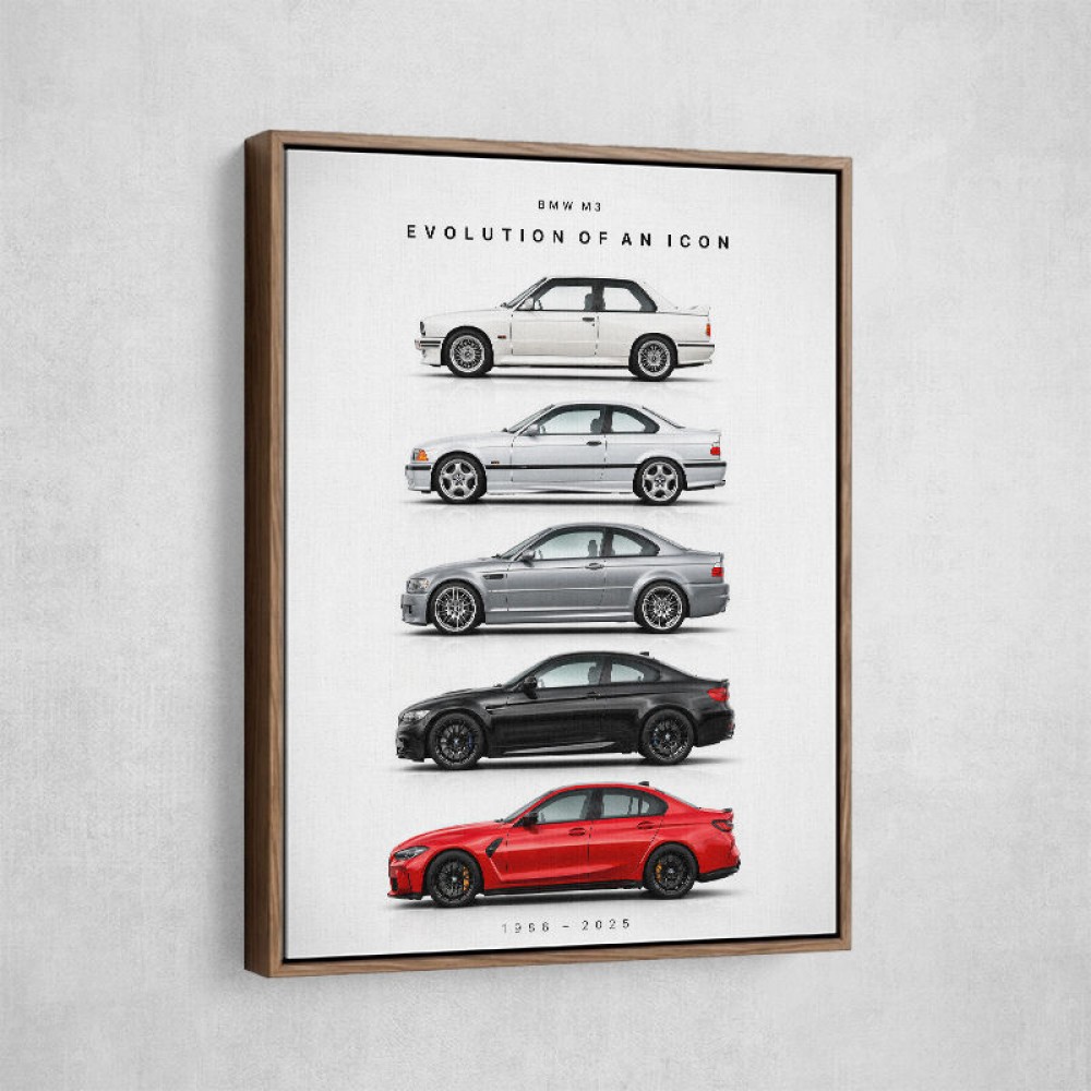 BMW M3 Evolution White Black Red Art Print