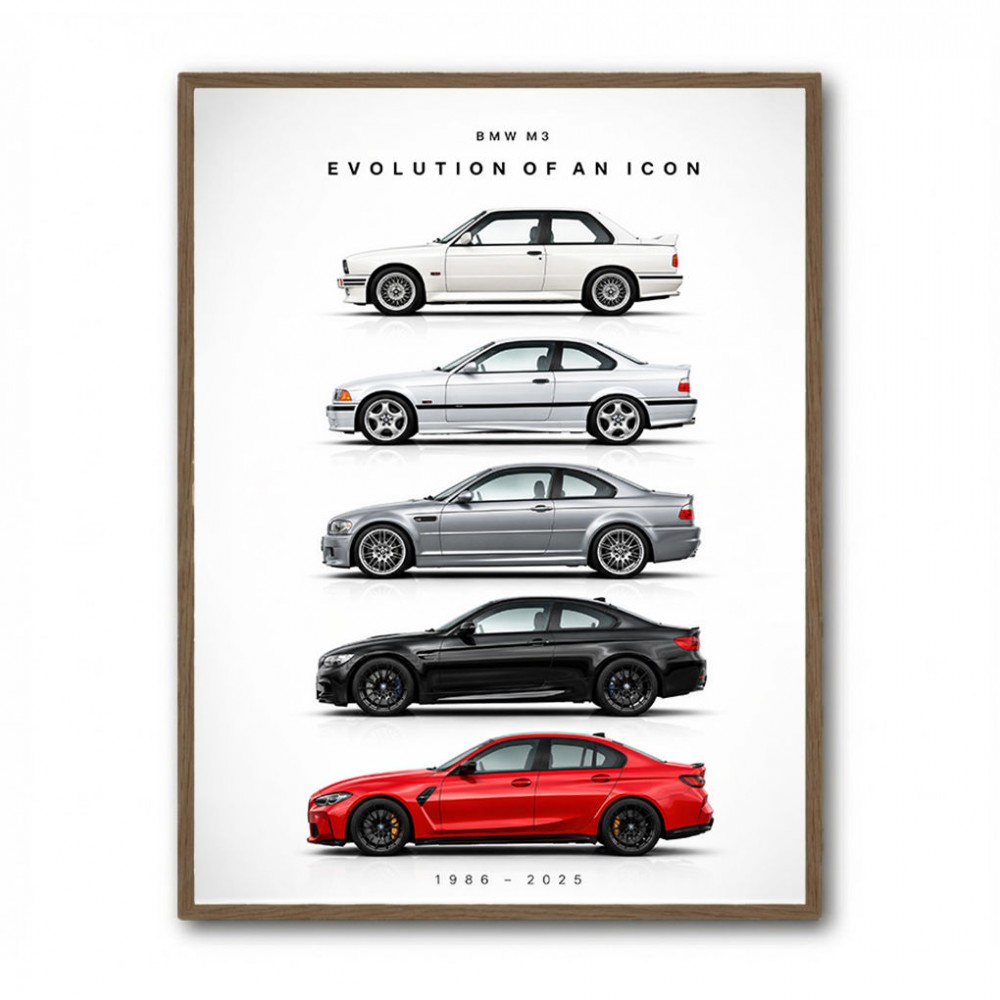 BMW M3 Evolution White Black Red Art Print