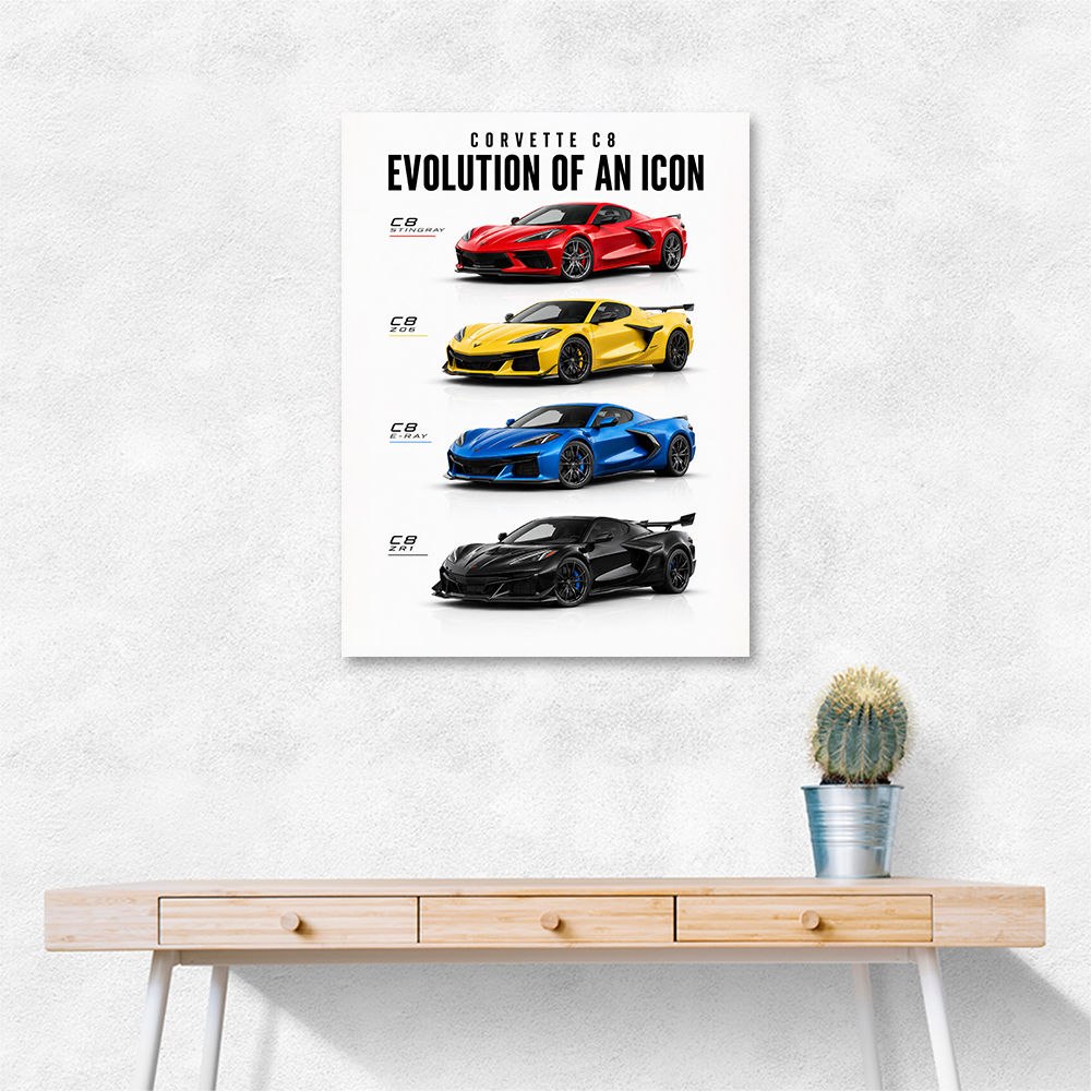 Corvette Evolution Series  From Vintage To Supercar Era Art Print