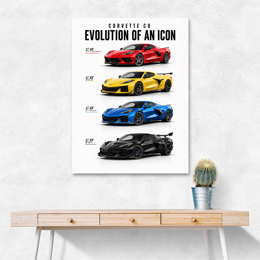 Corvette Evolution Series  From Vintage To Supercar Era Art Print