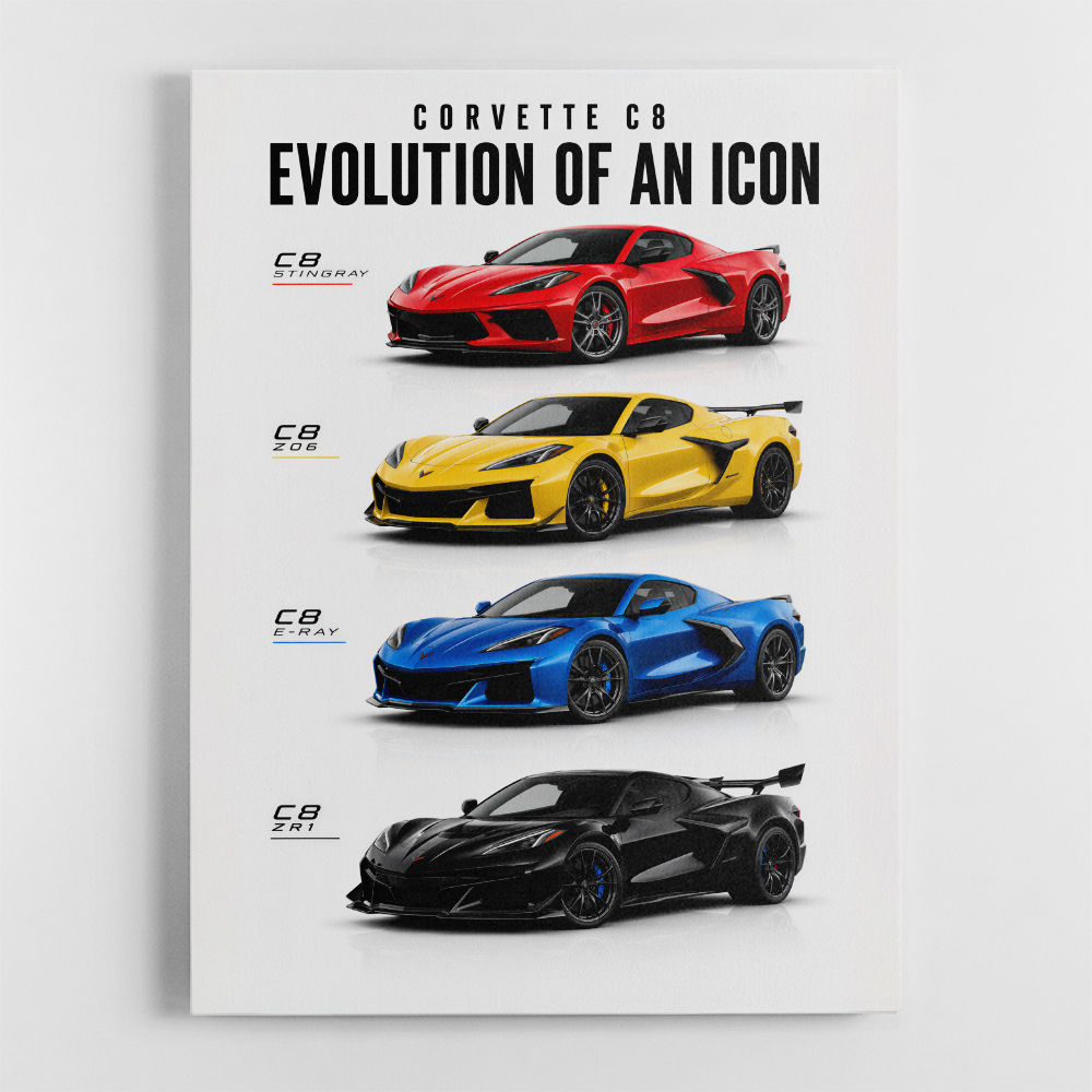 Corvette Evolution Series  From Vintage To Supercar Era Art Print