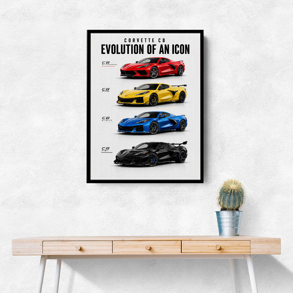 Corvette Evolution Series  From Vintage To Supercar Era Art Print