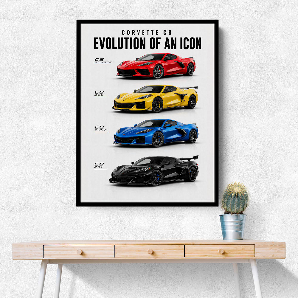 Corvette Evolution Series  From Vintage To Supercar Era Art Print