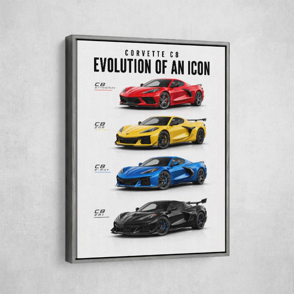 Corvette Evolution Series  From Vintage To Supercar Era Art Print