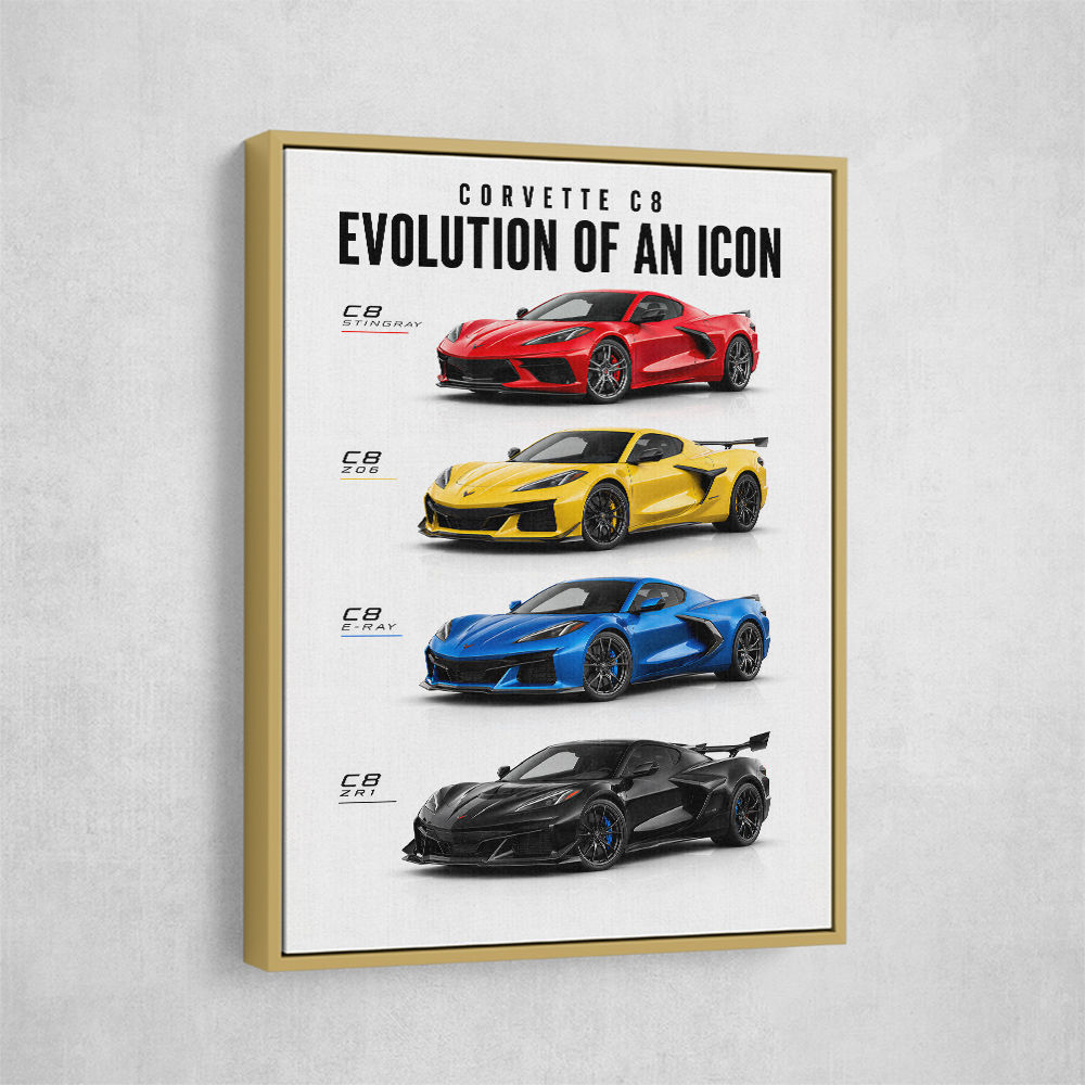 Corvette Evolution Series  From Vintage To Supercar Era Art Print