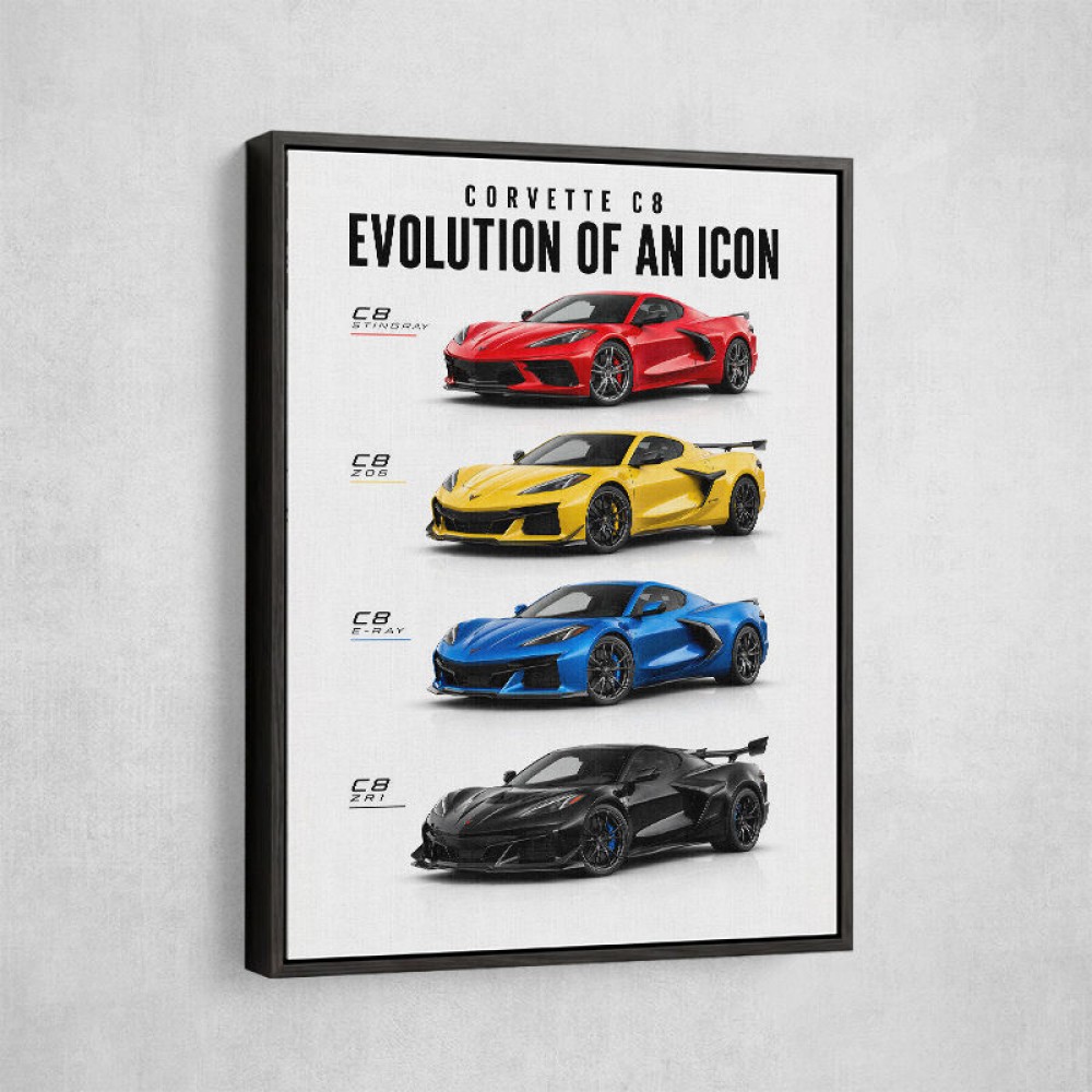 Corvette Evolution Series  From Vintage To Supercar Era Art Print