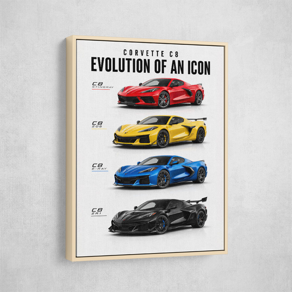 Corvette Evolution Series  From Vintage To Supercar Era Art Print
