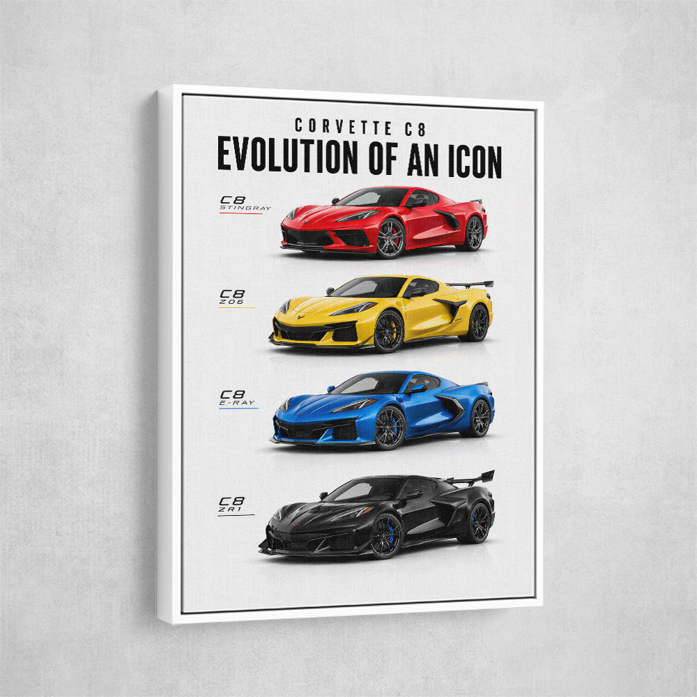 Corvette Evolution Series  From Vintage To Supercar Era Art Print