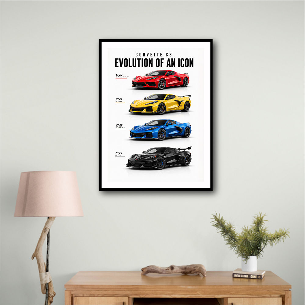 Corvette Evolution Series  From Vintage To Supercar Era Art Print
