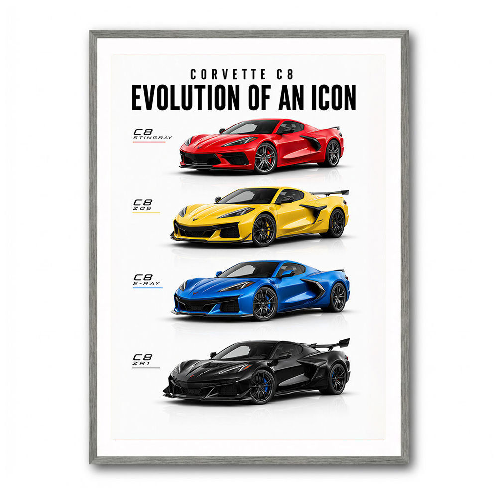 Corvette Evolution Series  From Vintage To Supercar Era Art Print