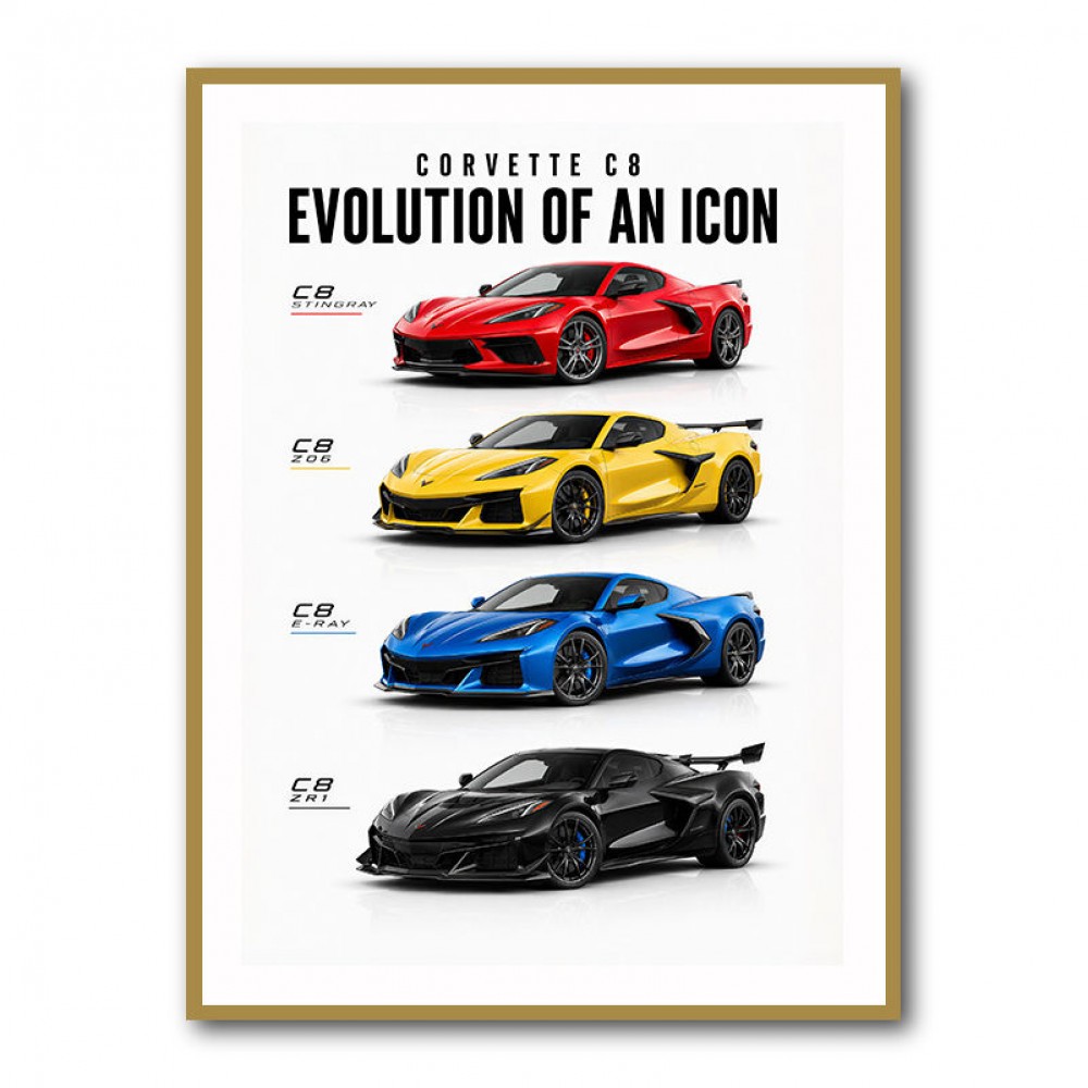 Corvette Evolution Series  From Vintage To Supercar Era Art Print