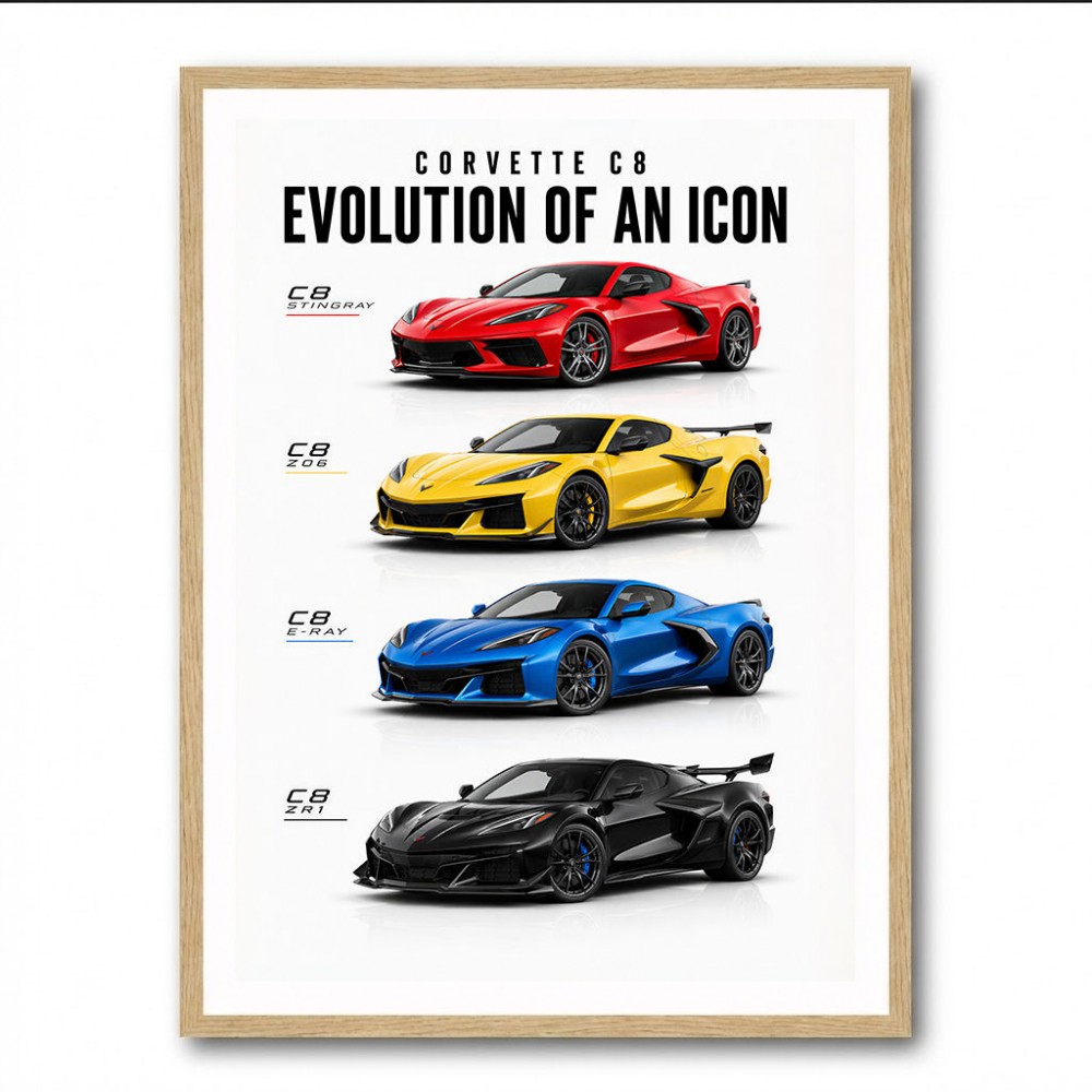 Corvette Evolution Series  From Vintage To Supercar Era Art Print