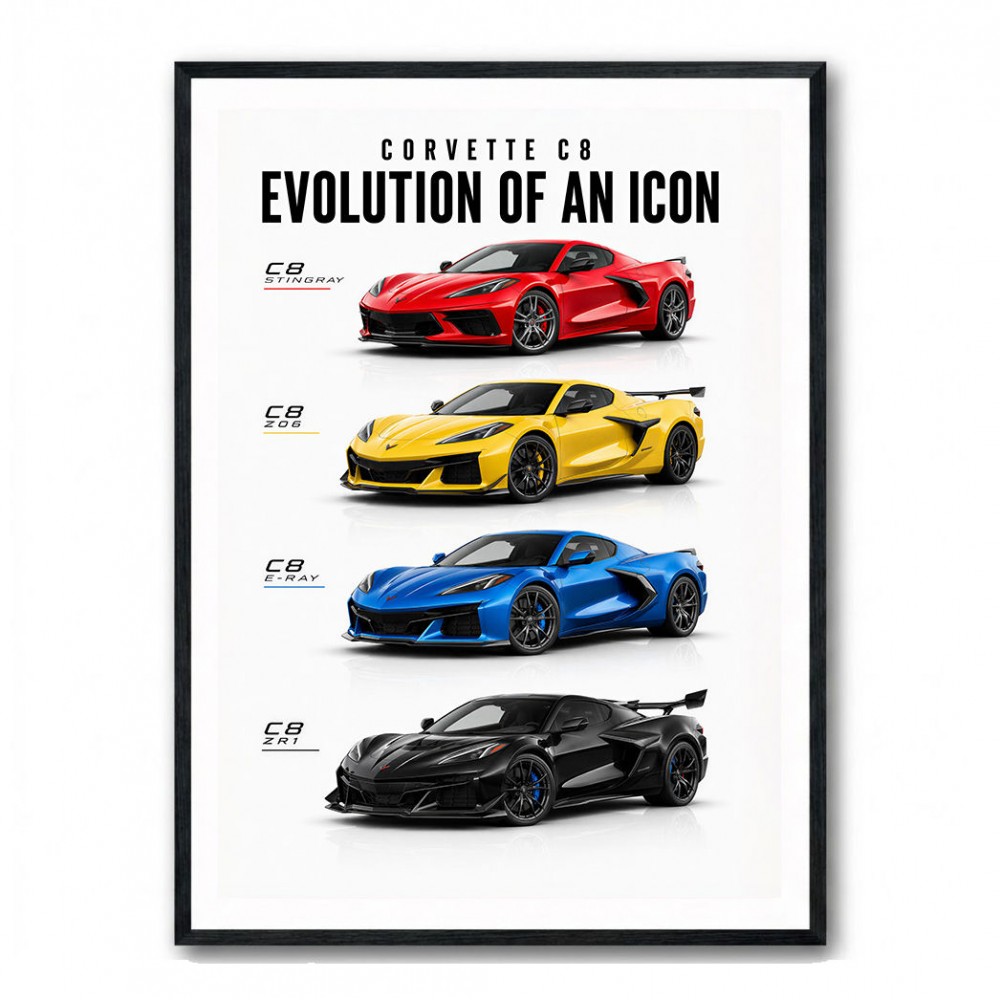 Corvette Evolution Series  From Vintage To Supercar Era Art Print