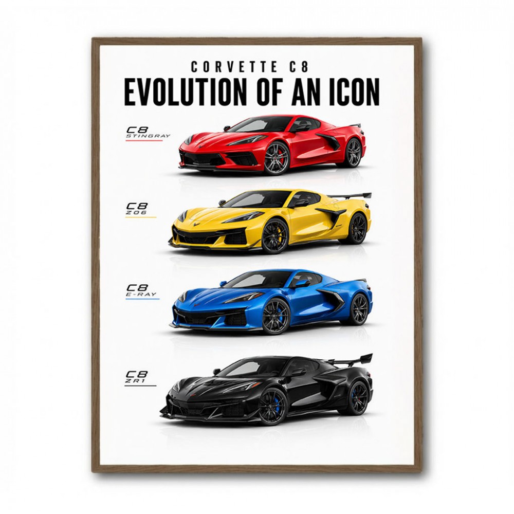 Corvette Evolution Series  From Vintage To Supercar Era Art Print