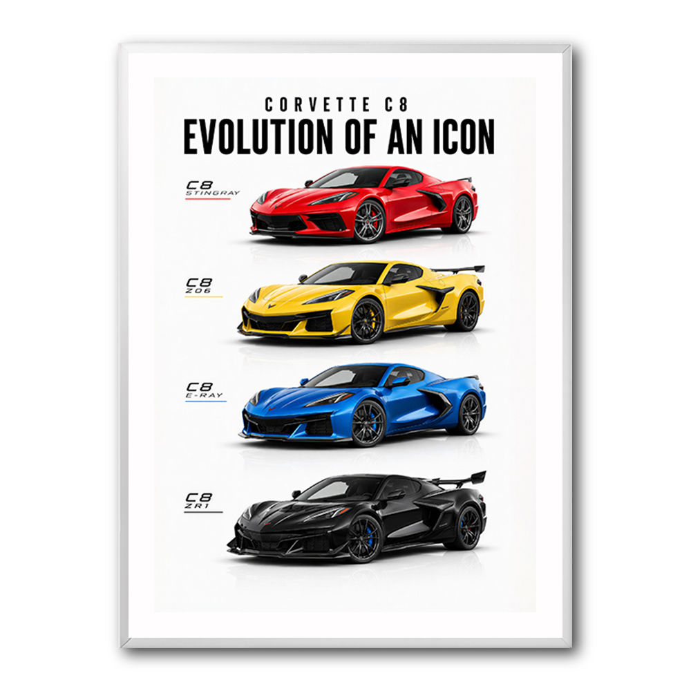 Corvette Evolution Series  From Vintage To Supercar Era Art Print