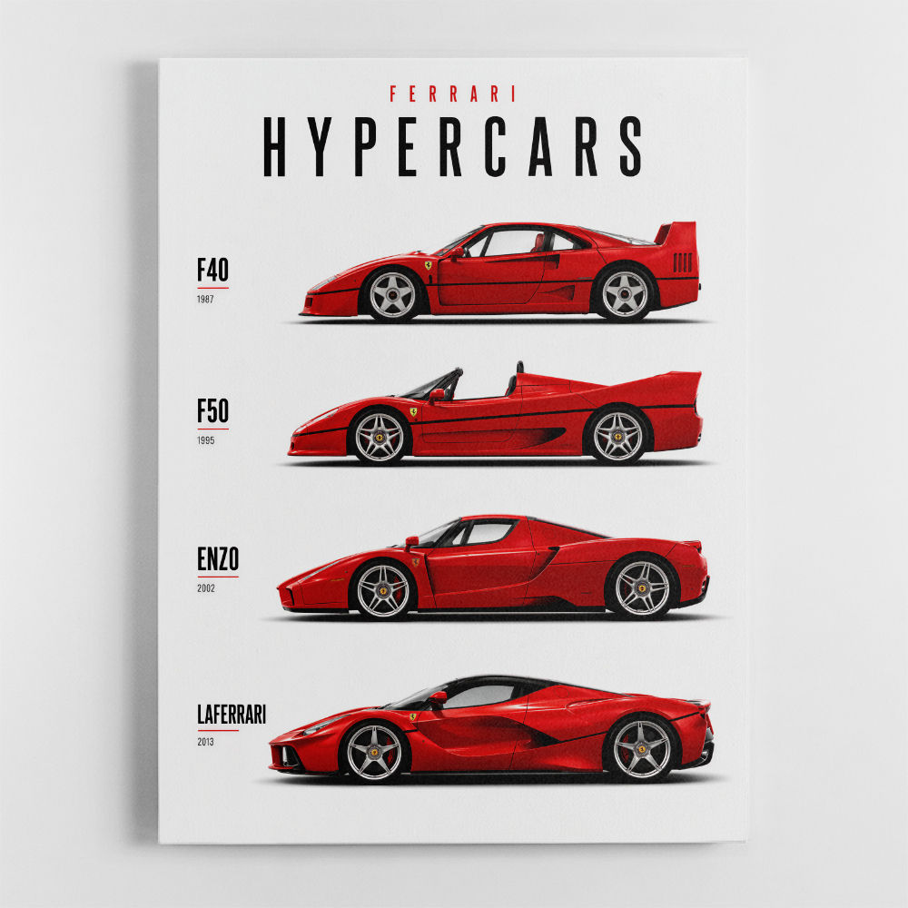 Ferrari Red Hypercars Classic Wall Art