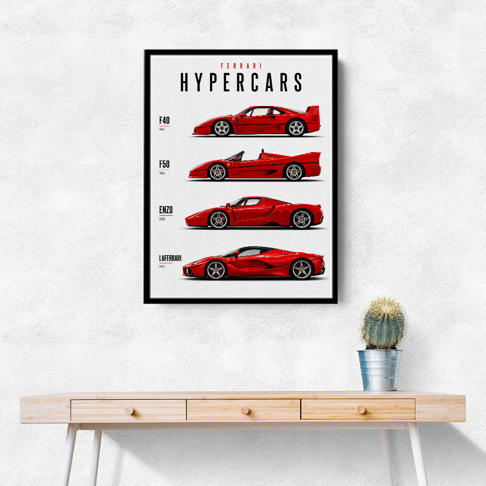 Ferrari Red Hypercars Classic Wall Art