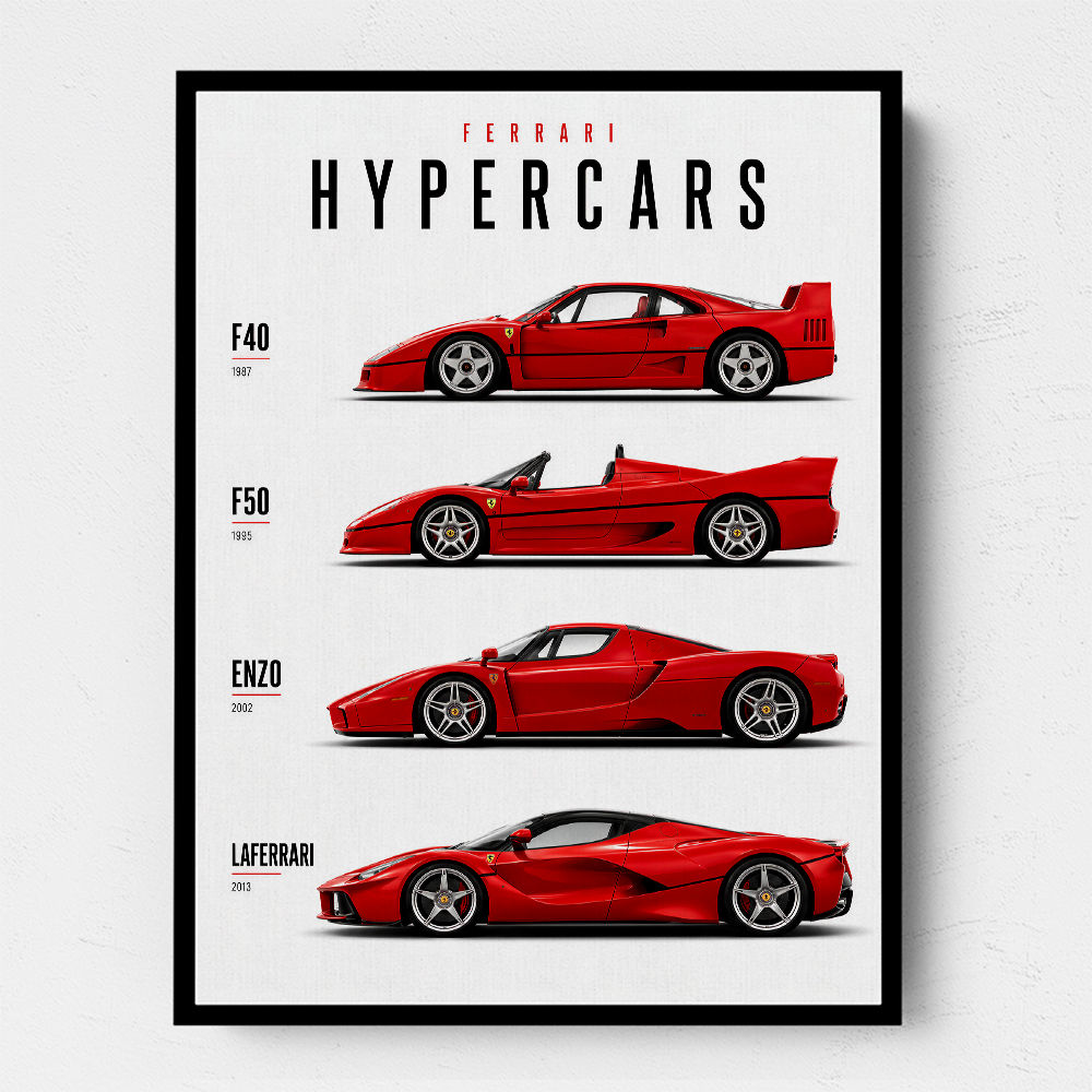 Ferrari Red Hypercars Classic Wall Art