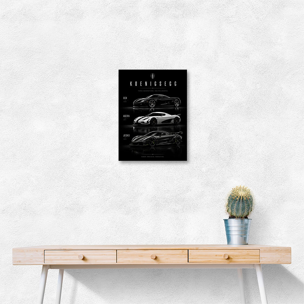 Koenigsegg Car Evolution Black Wall Art