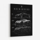 Koenigsegg Car Evolution Black Wall Art