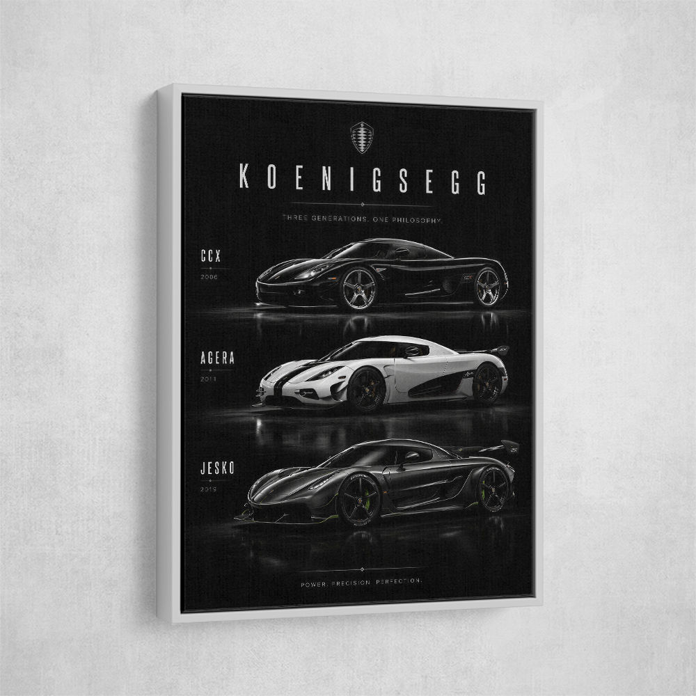 Koenigsegg Car Evolution Black Wall Art