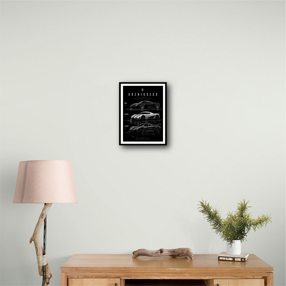 Koenigsegg Car Evolution Black Wall Art
