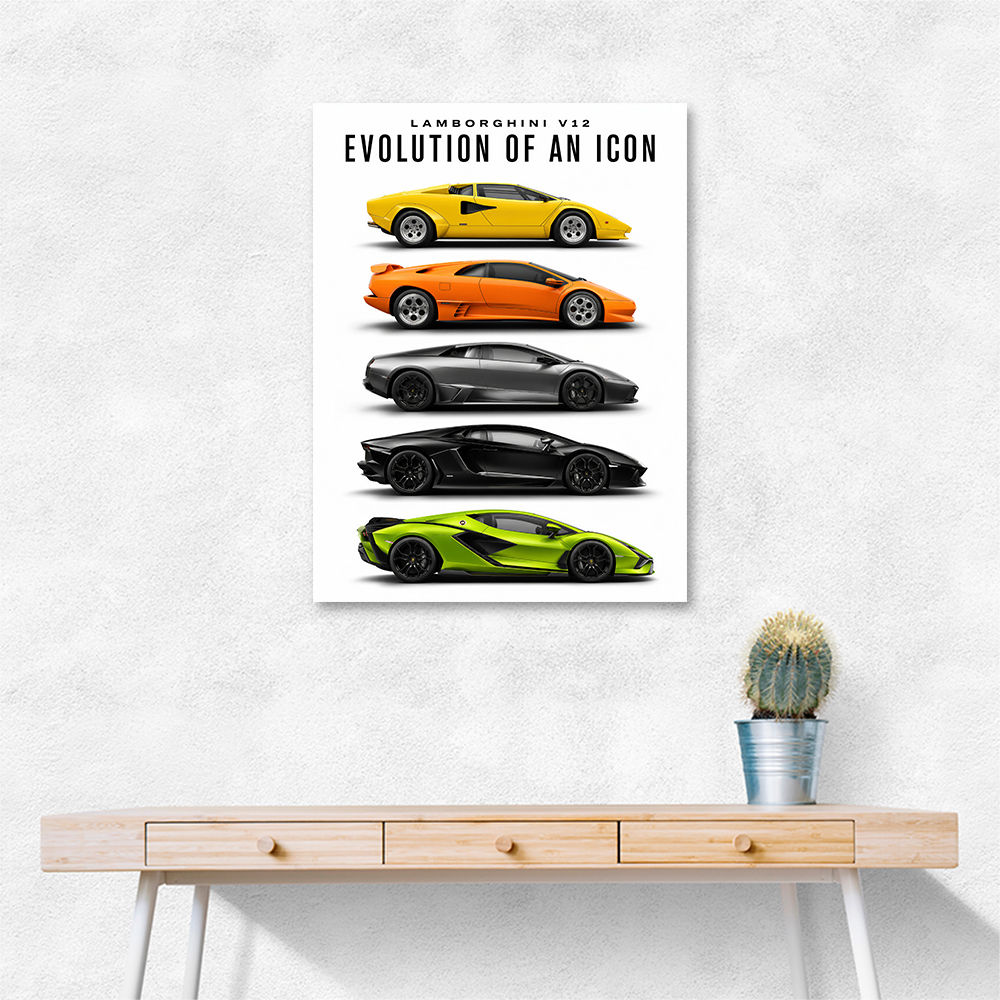 Lamborghini Evolution Lineup Modern Wall Art