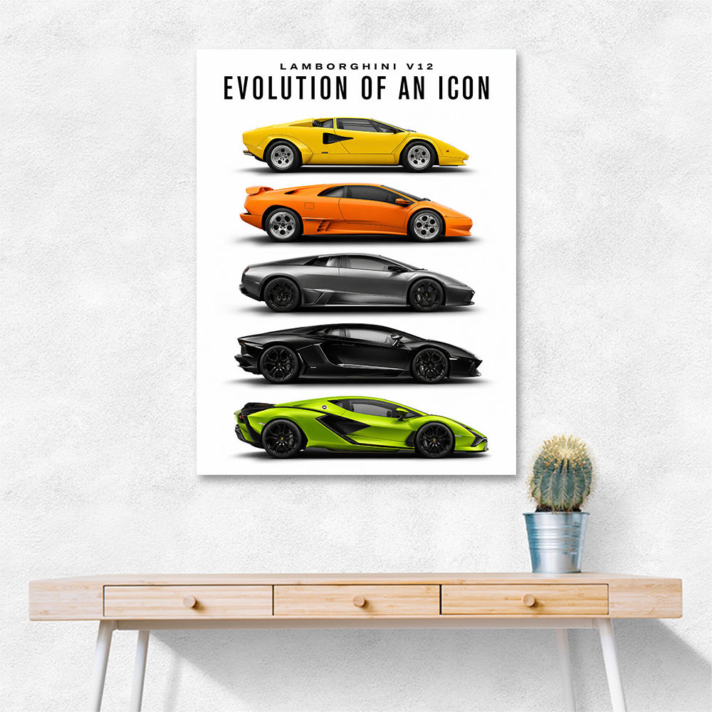 Lamborghini Evolution Lineup Modern Wall Art