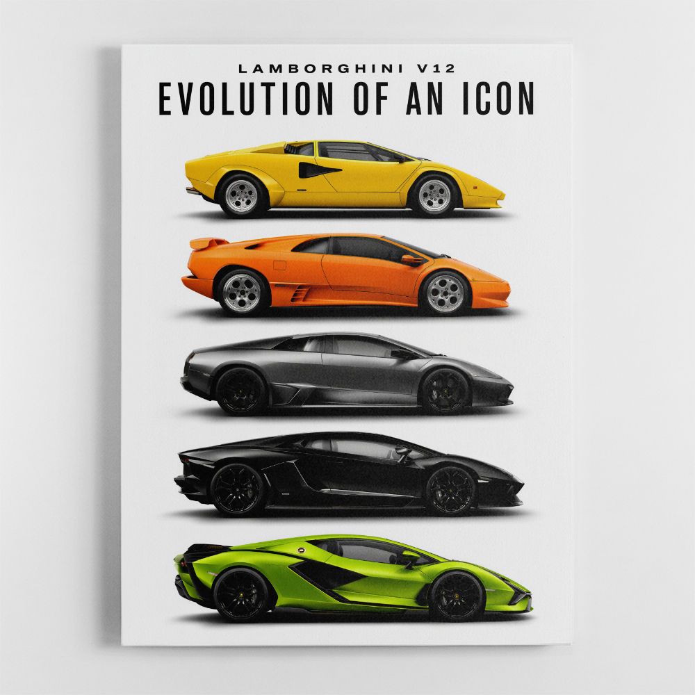 Lamborghini Evolution Lineup Modern Wall Art