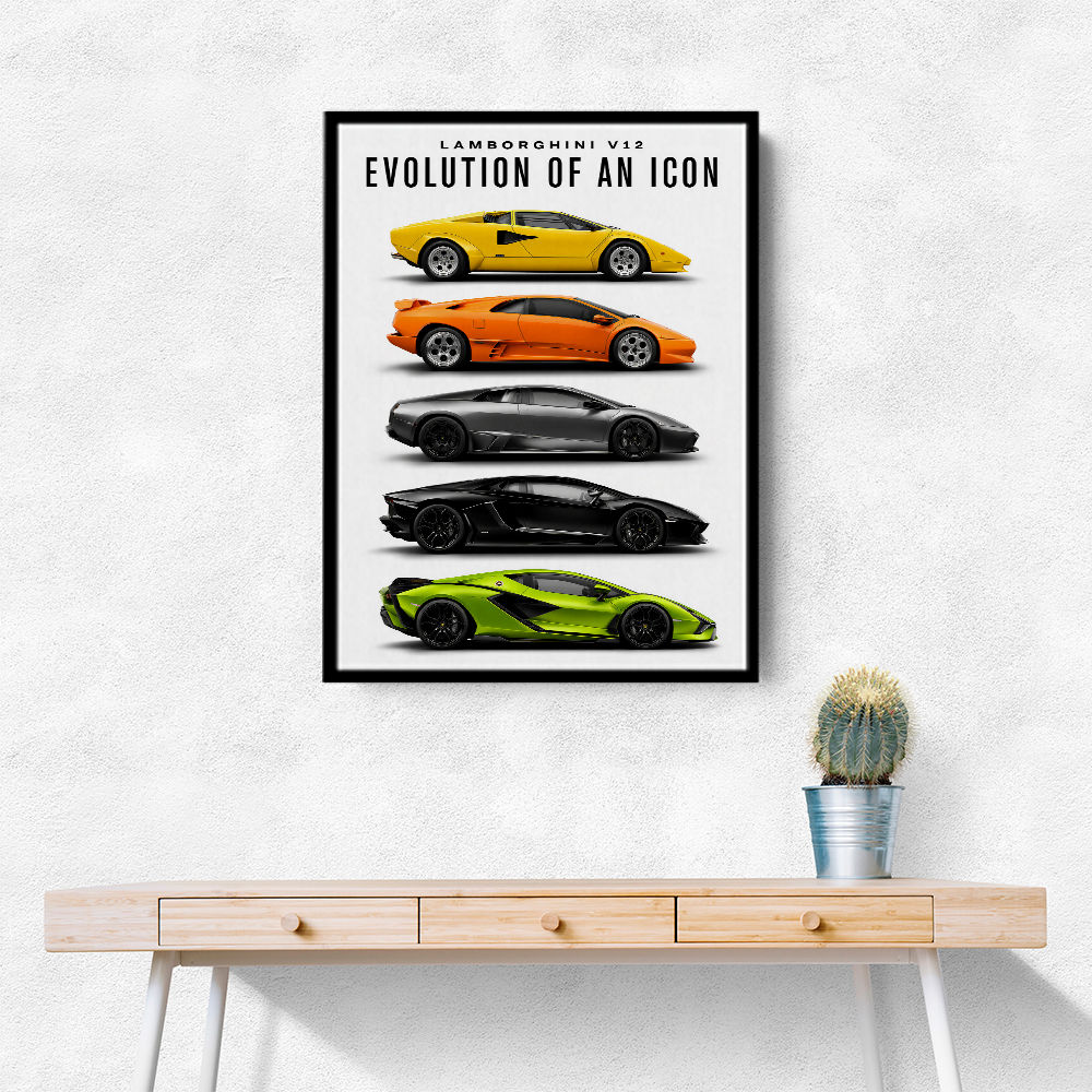 Lamborghini Evolution Lineup Modern Wall Art