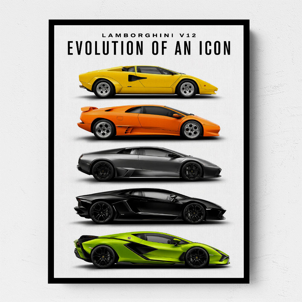 Lamborghini Evolution Lineup Modern Wall Art