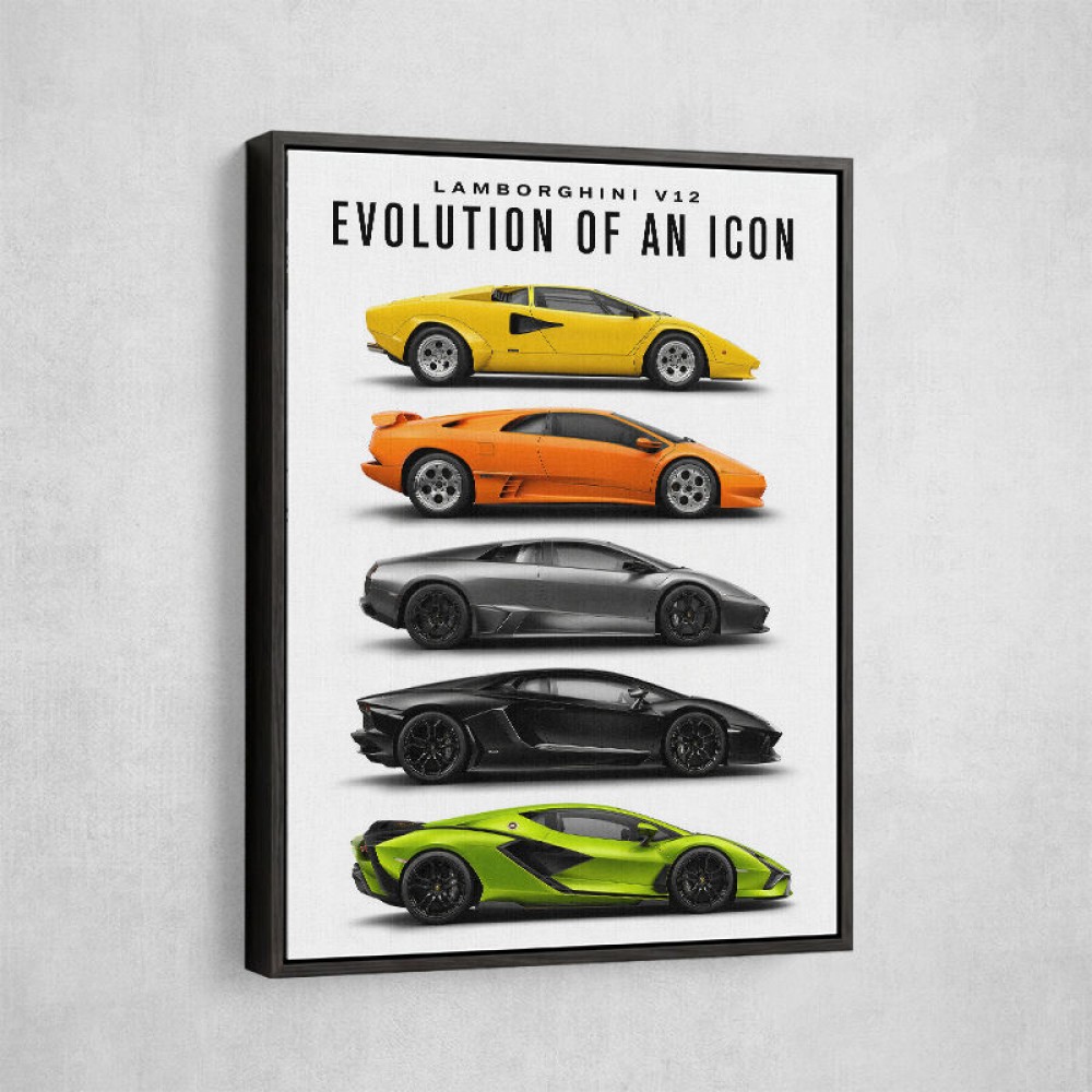Lamborghini Evolution Lineup Modern Wall Art