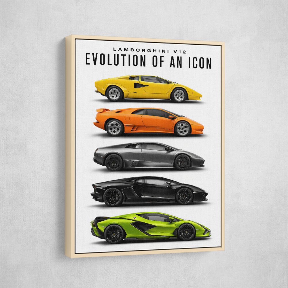 Lamborghini Evolution Lineup Modern Wall Art