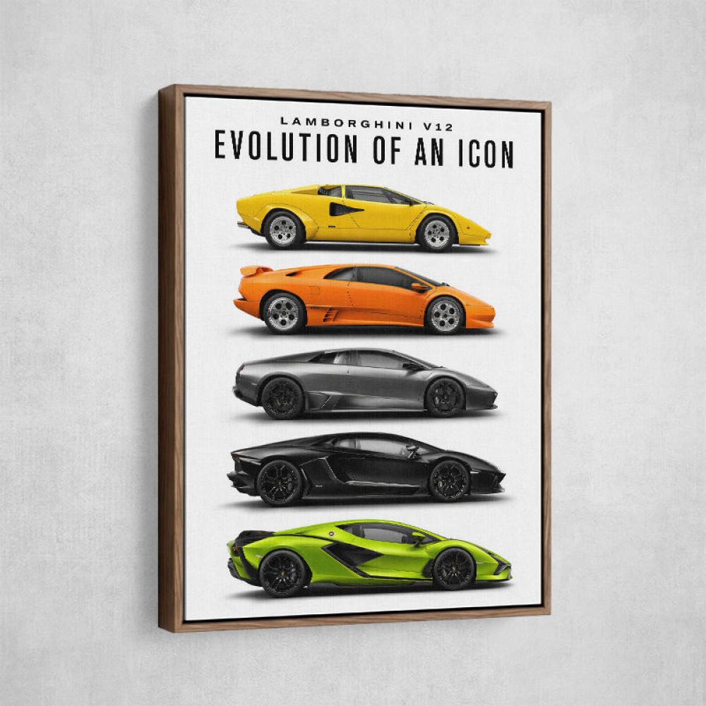 Lamborghini Evolution Lineup Modern Wall Art