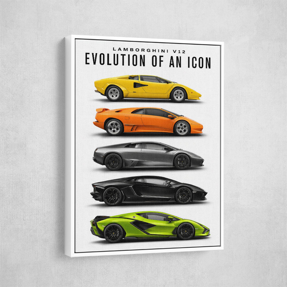 Lamborghini Evolution Lineup Modern Wall Art