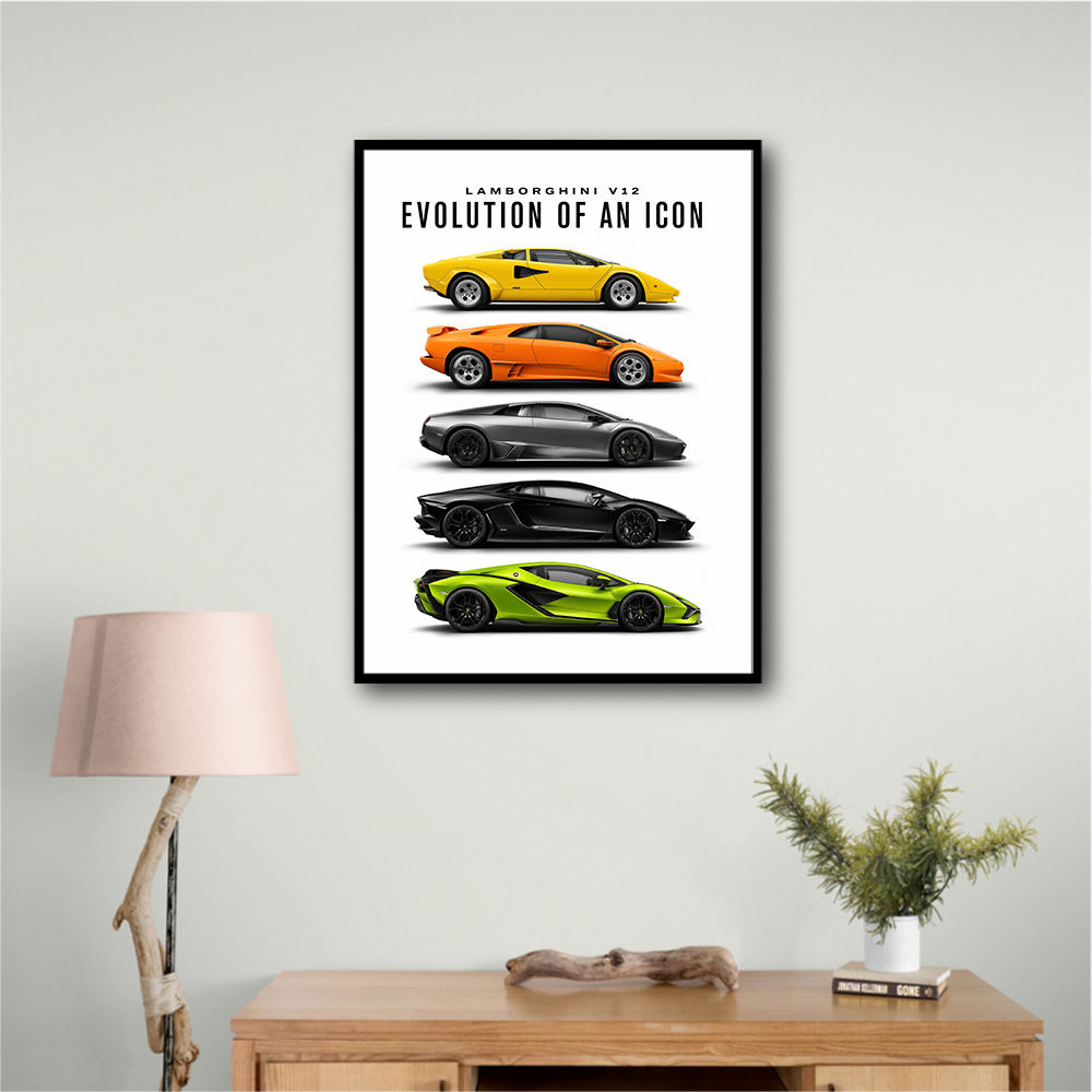 Lamborghini Evolution Lineup Modern Wall Art