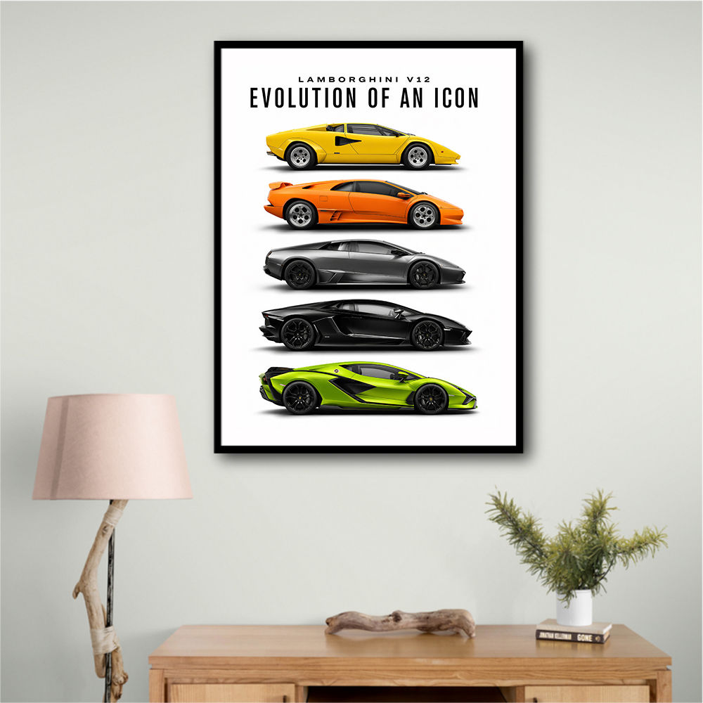 Lamborghini Evolution Lineup Modern Wall Art