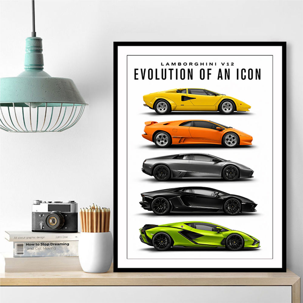 Lamborghini Evolution Lineup Modern Wall Art