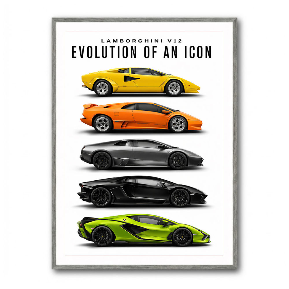 Lamborghini Evolution Lineup Modern Wall Art